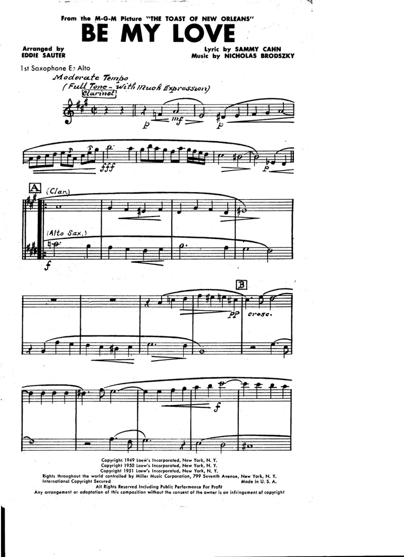 Be My Love score preview
