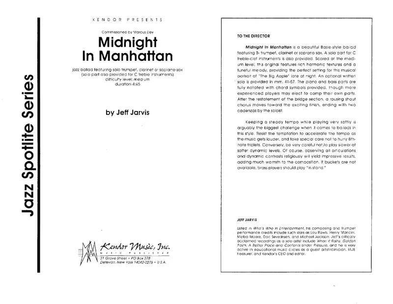Midnight In Manhattan score preview
