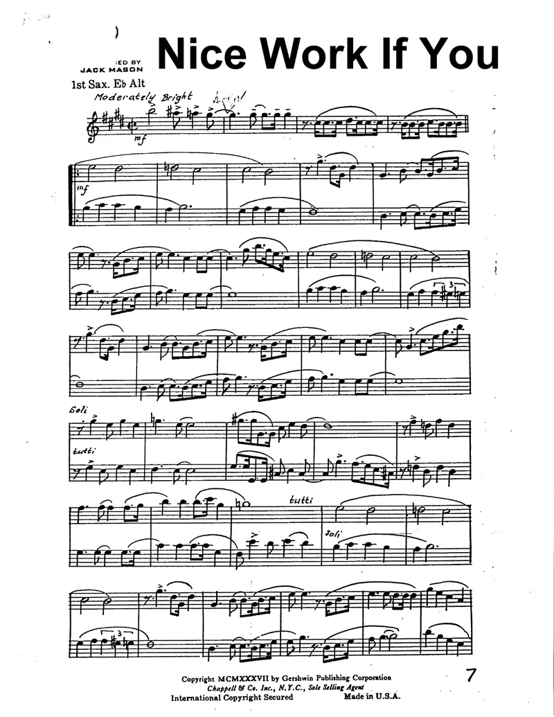 Nice Work If You Can Get It score preview