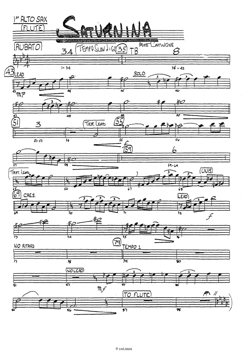 Saturnina score preview