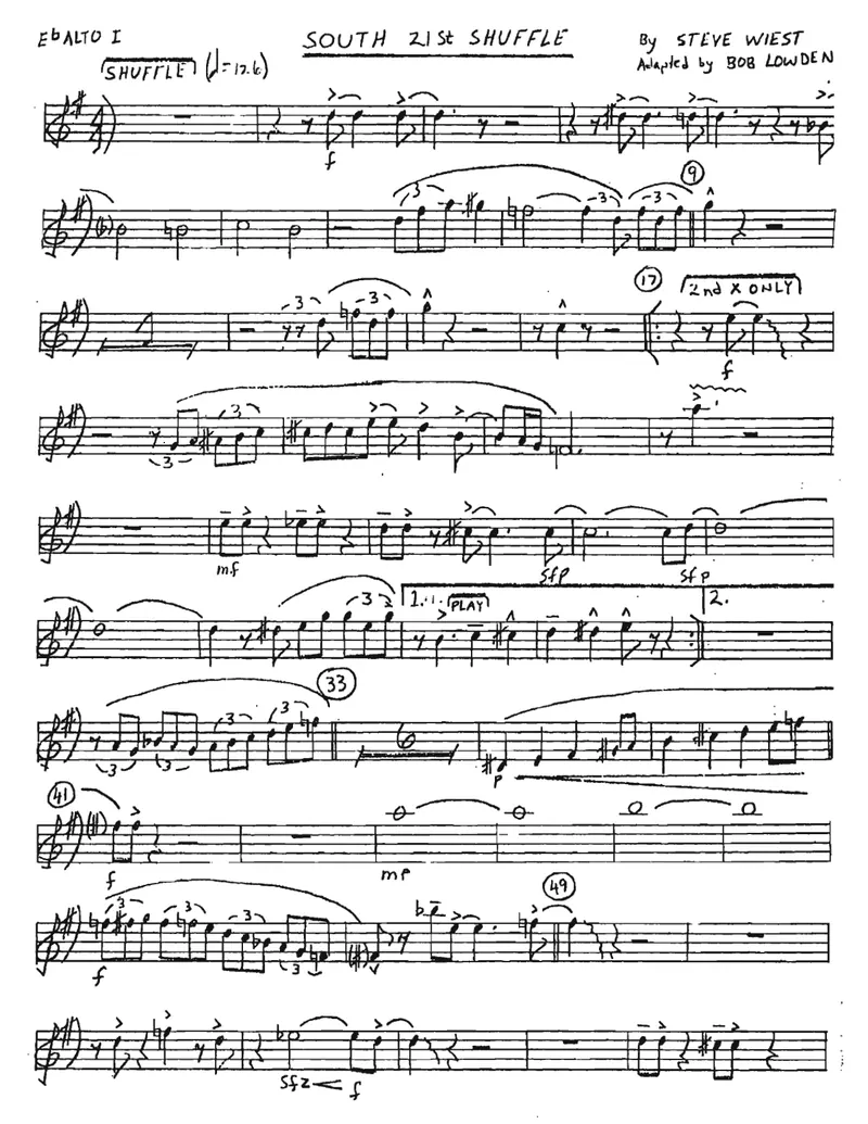 South 21st Shuffle score preview