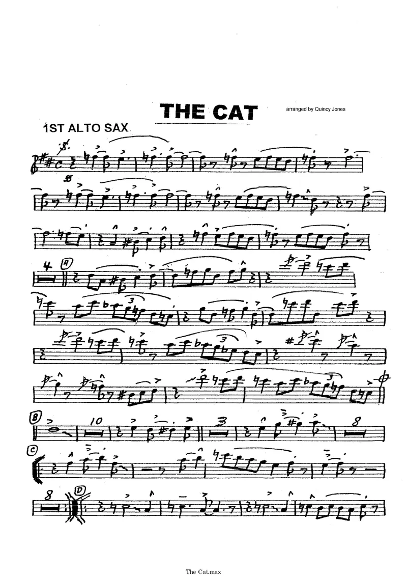 The Cat (Lalo Shifrin) Q.Jones score preview
