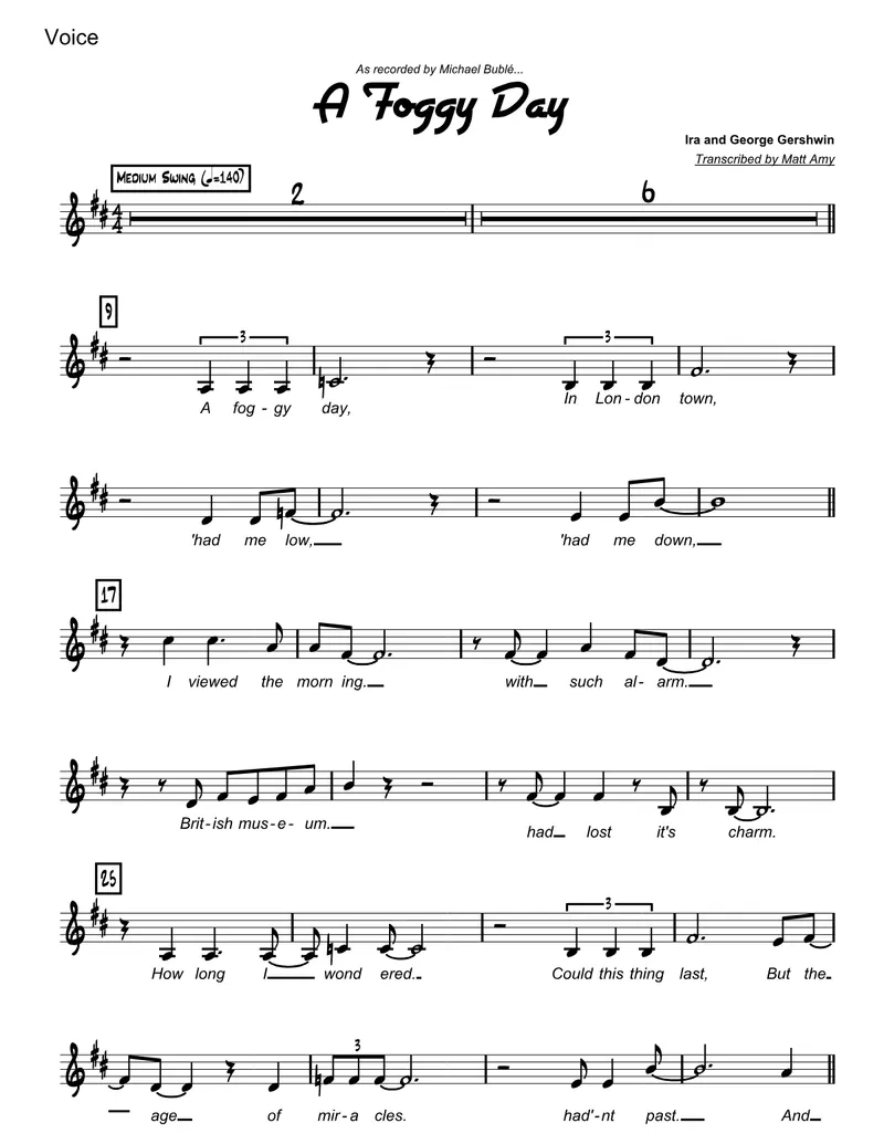 A Foggy Day [M.Amy] M.Buble score preview