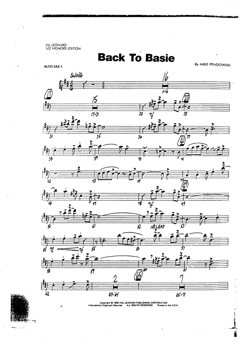 Back To Basie score preview