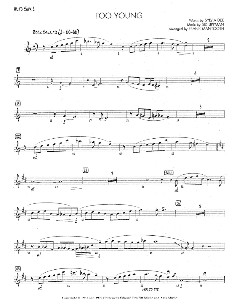 Too Young score preview