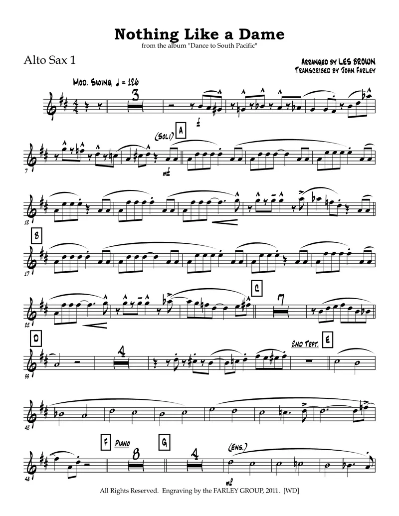 Nothing Like A Dame score preview