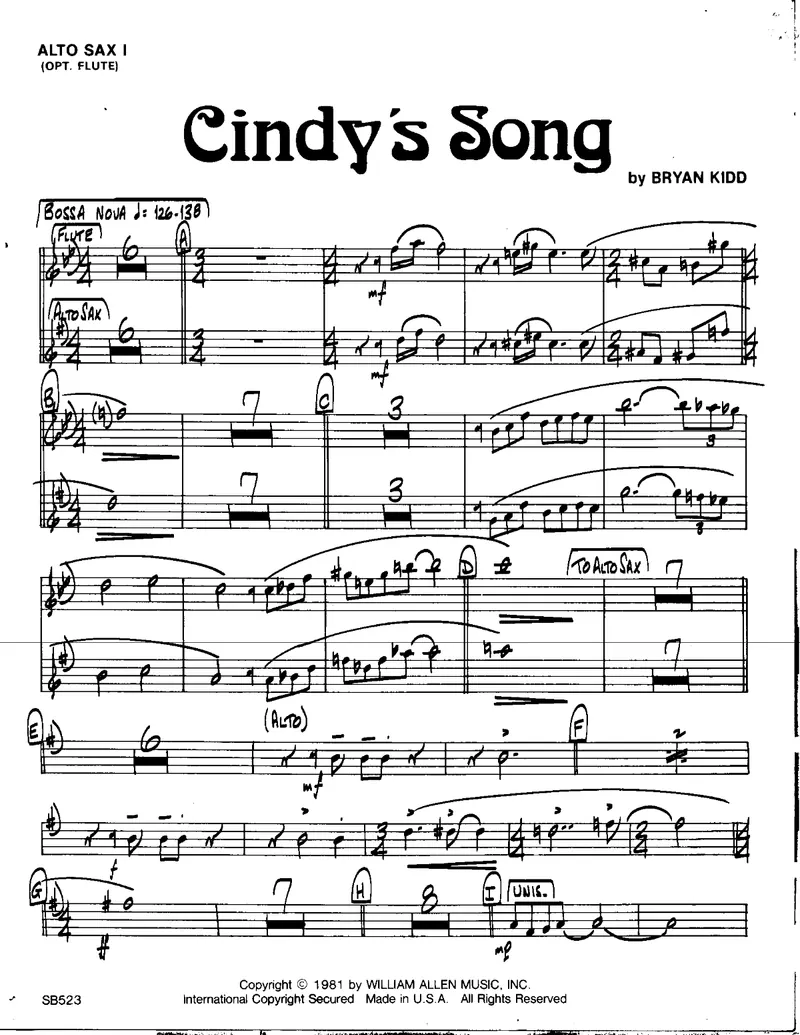 Cindy's Song score preview