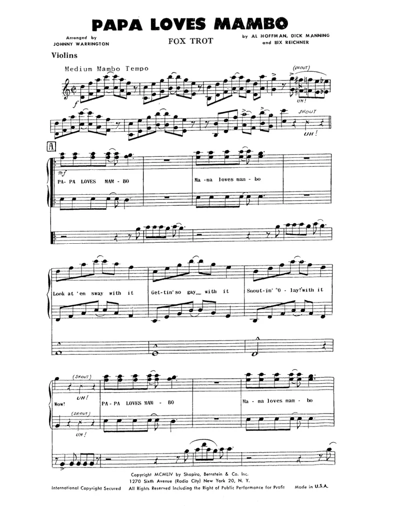 Papa Loves Mambo score preview