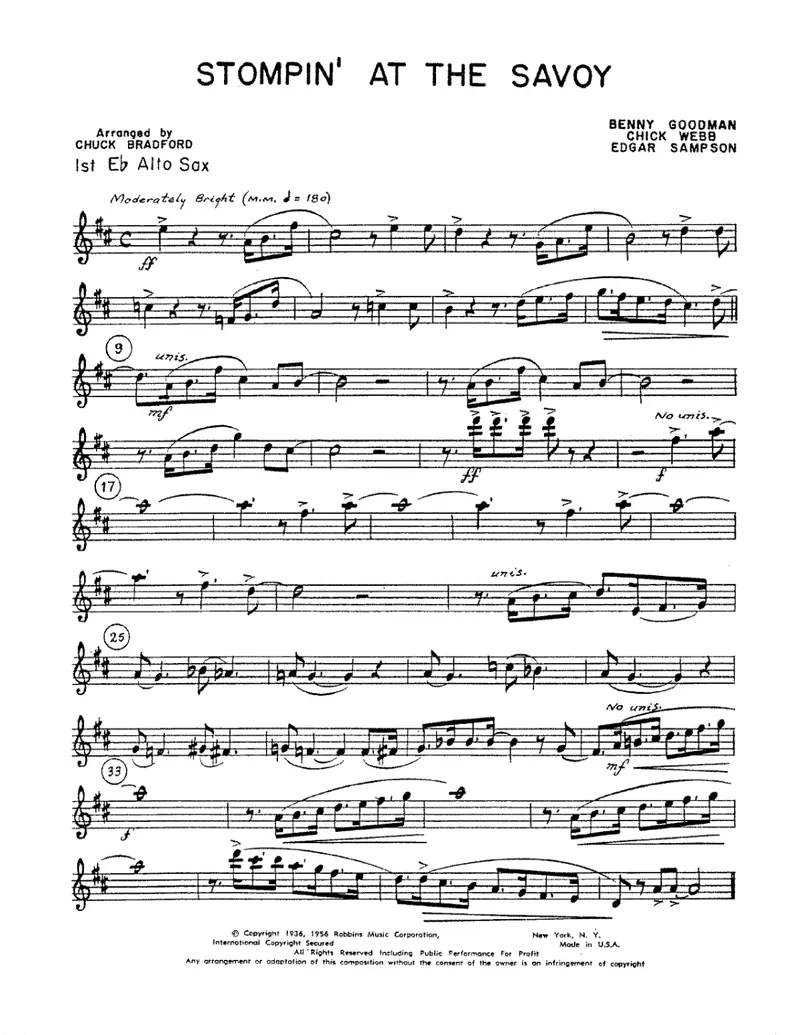Stompin At The Savoy score preview