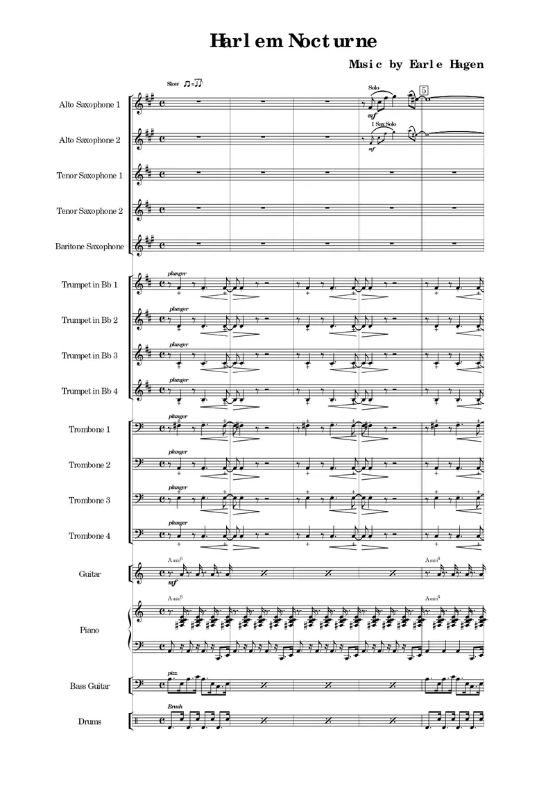 Harlem Nocturne score preview