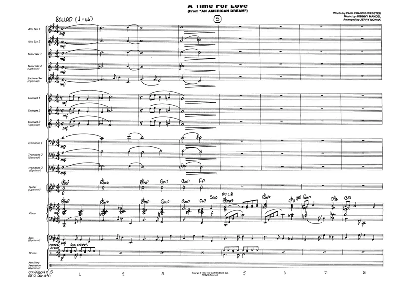 A Time For Love score preview