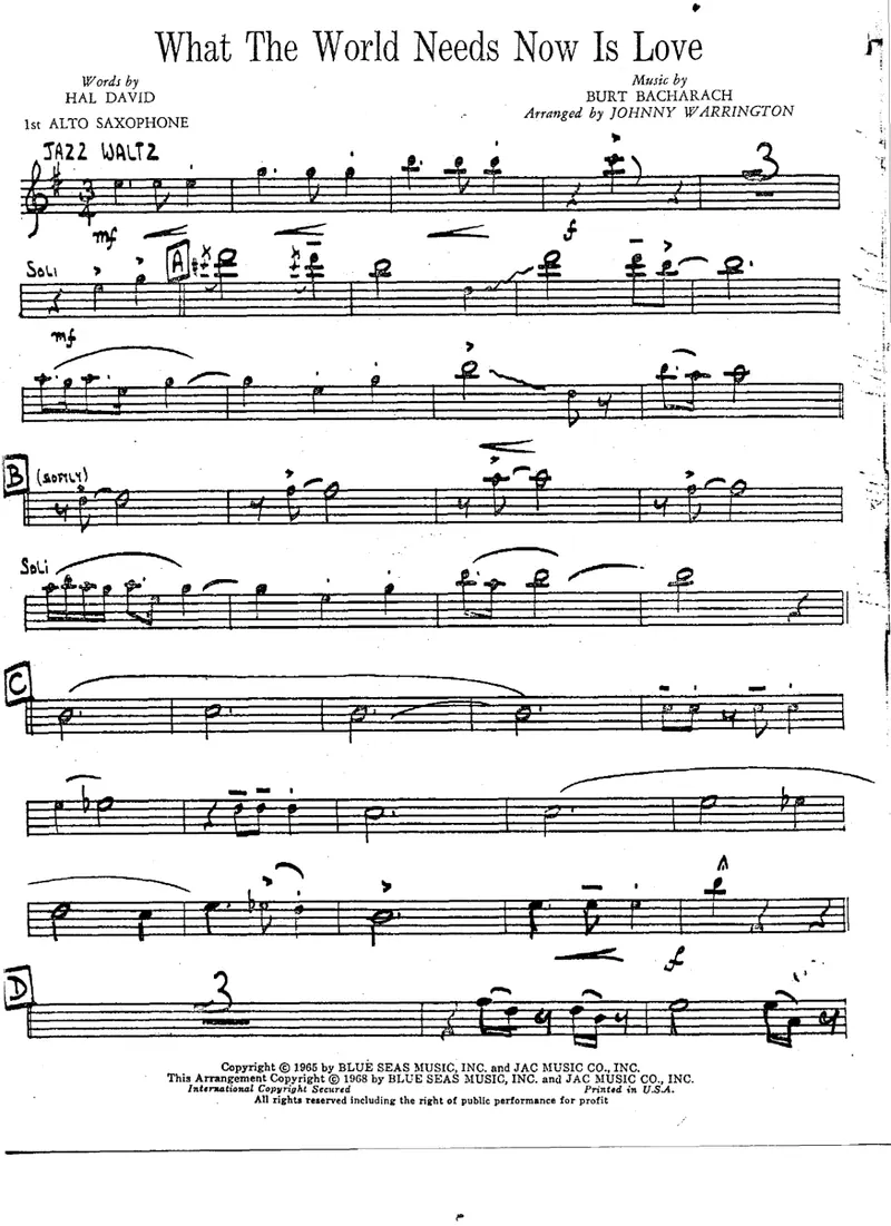 What The World Needs Now Is Love score preview