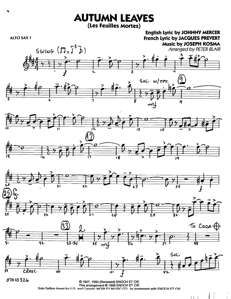 Autumn Leaves [P.Blair) score preview