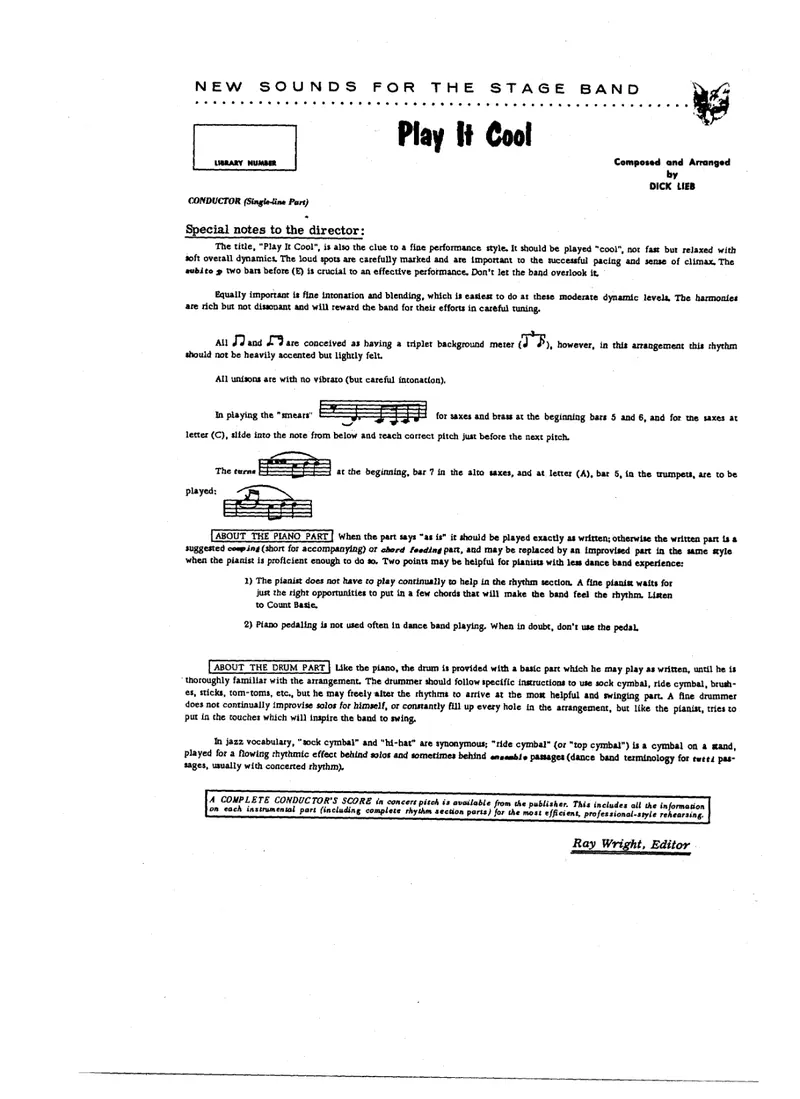 Play It Cool score preview