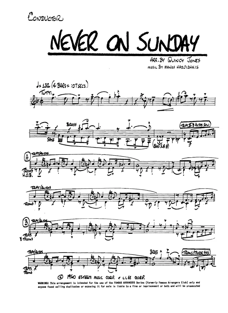 Never On Sundays score preview
