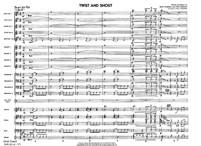 Twist And Shout score preview