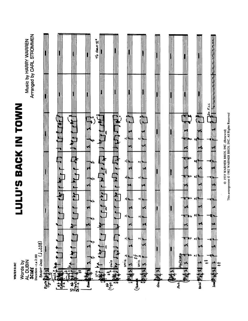 Lulu's Back In Town score preview