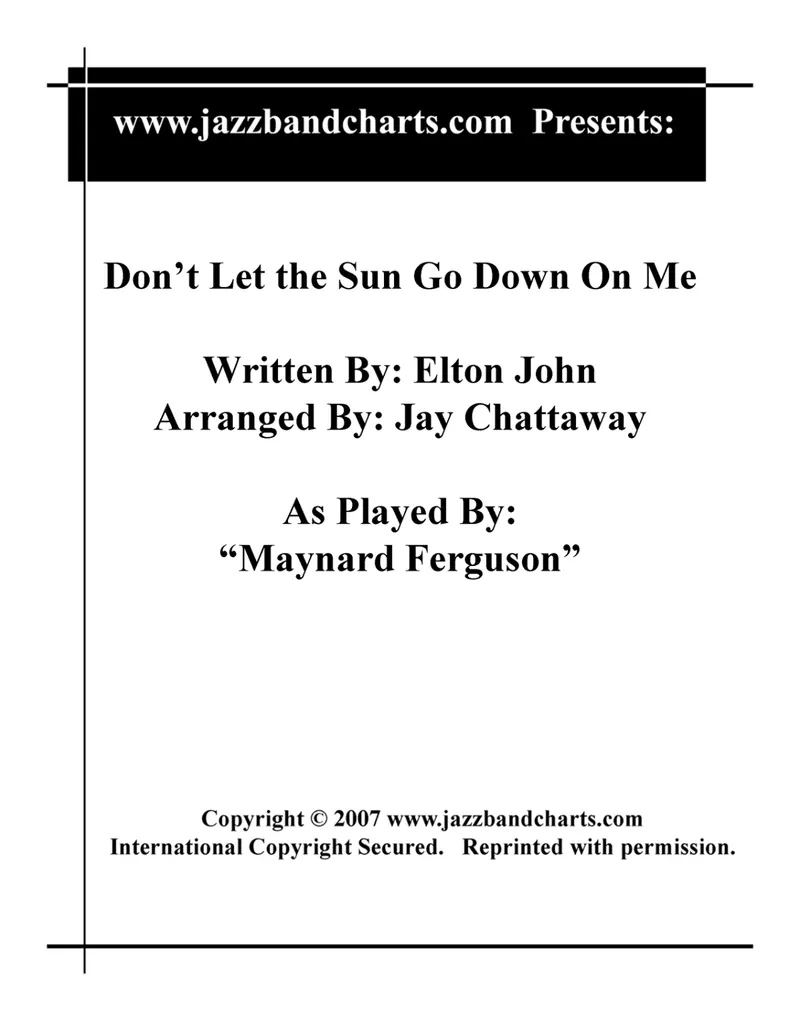 Don't Let The Sun Go Down On Me score preview