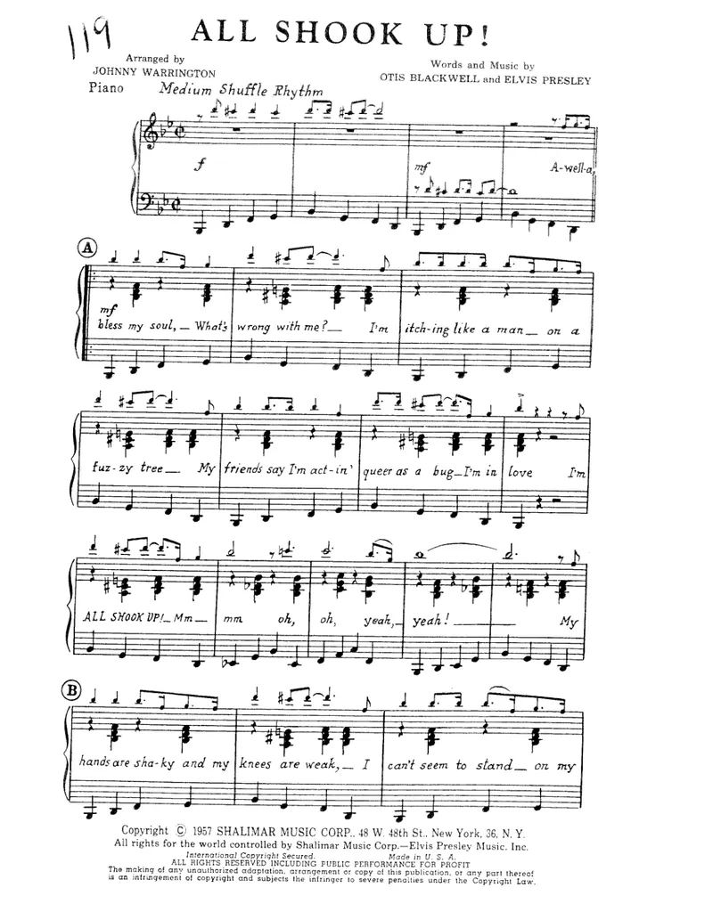 All Shook Up score preview