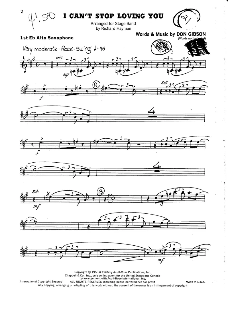 I Can't Stop Loving You score preview