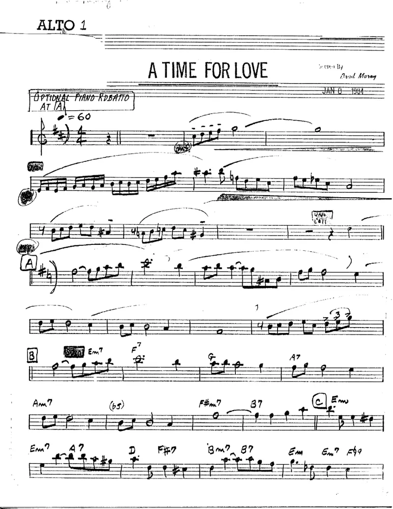 A Time For Love score preview