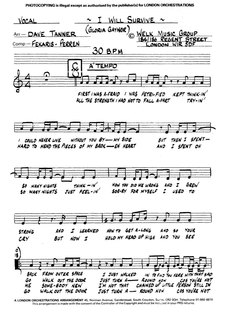 I Will Survive score preview