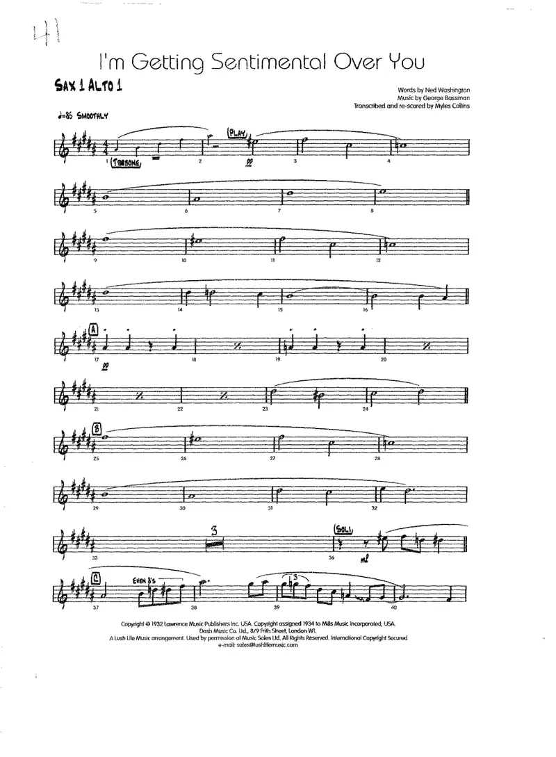I'm Getting Sentimental Over You score preview