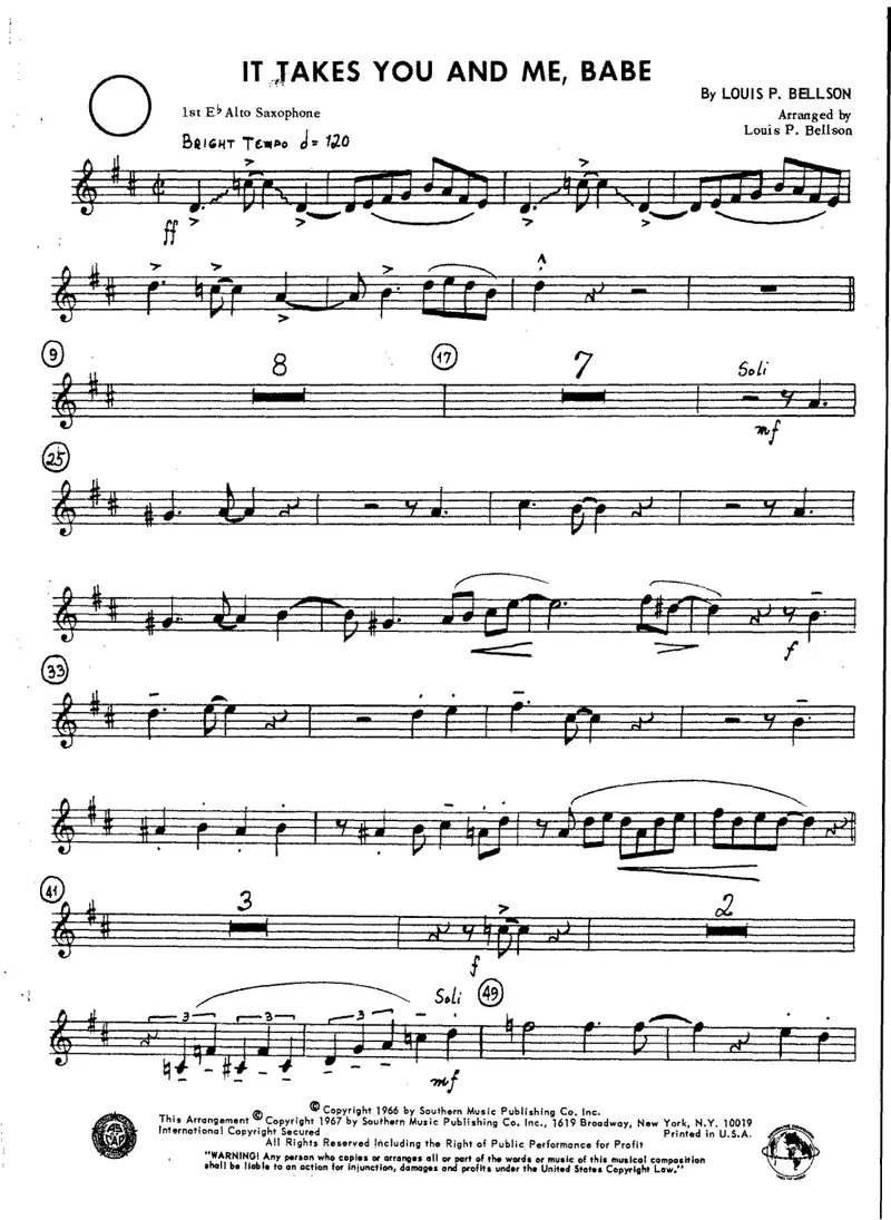 It Takes You And Me, Babe score preview