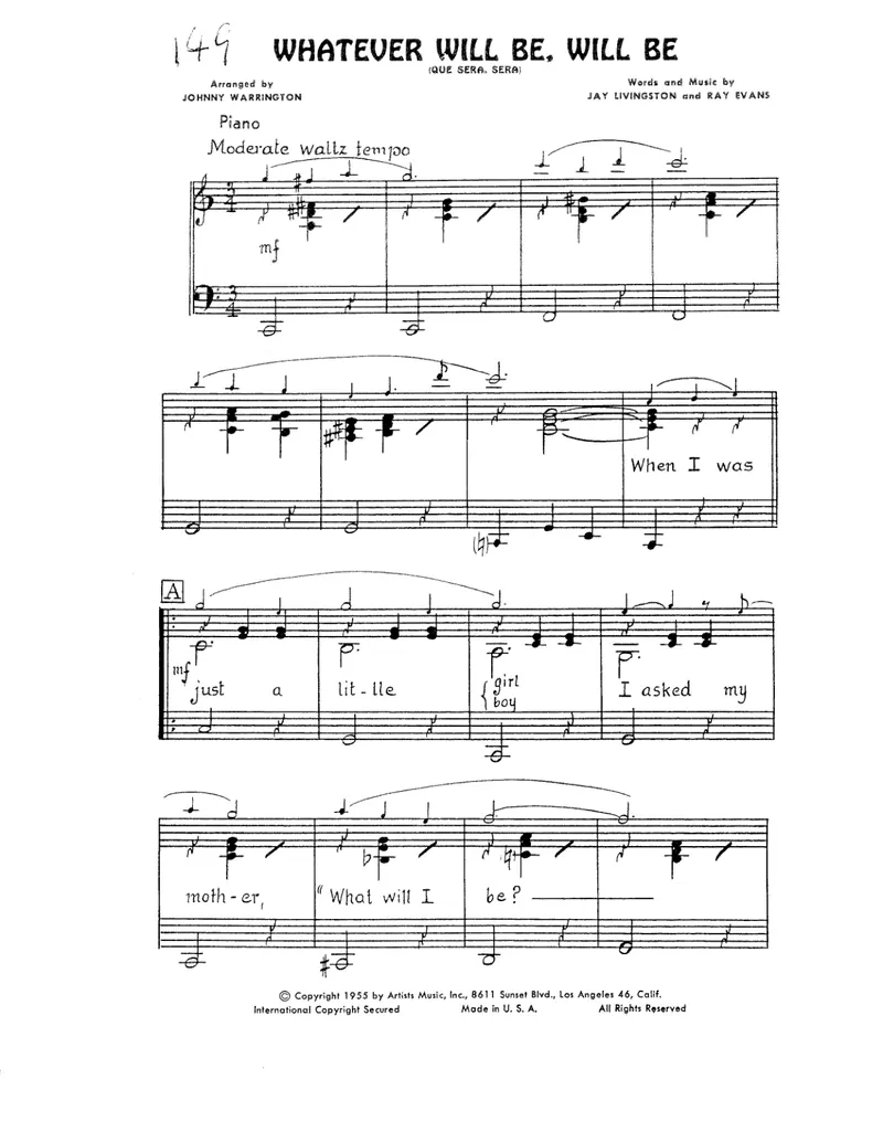 Que Sera Sera preview page 1