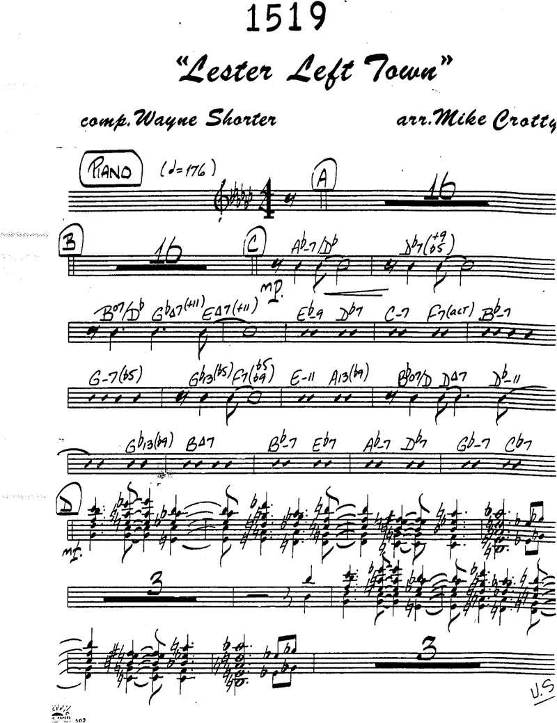 Lester Left Town score preview