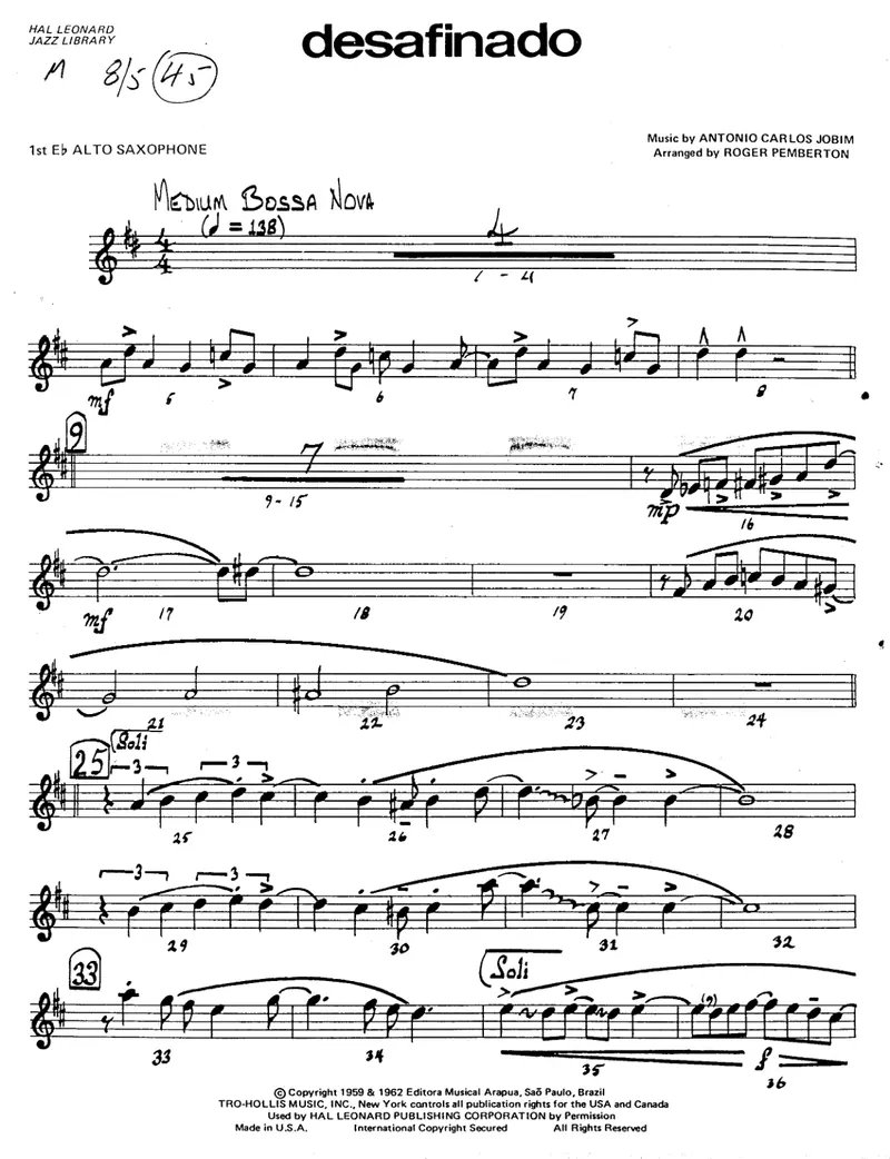 Desafinado score preview