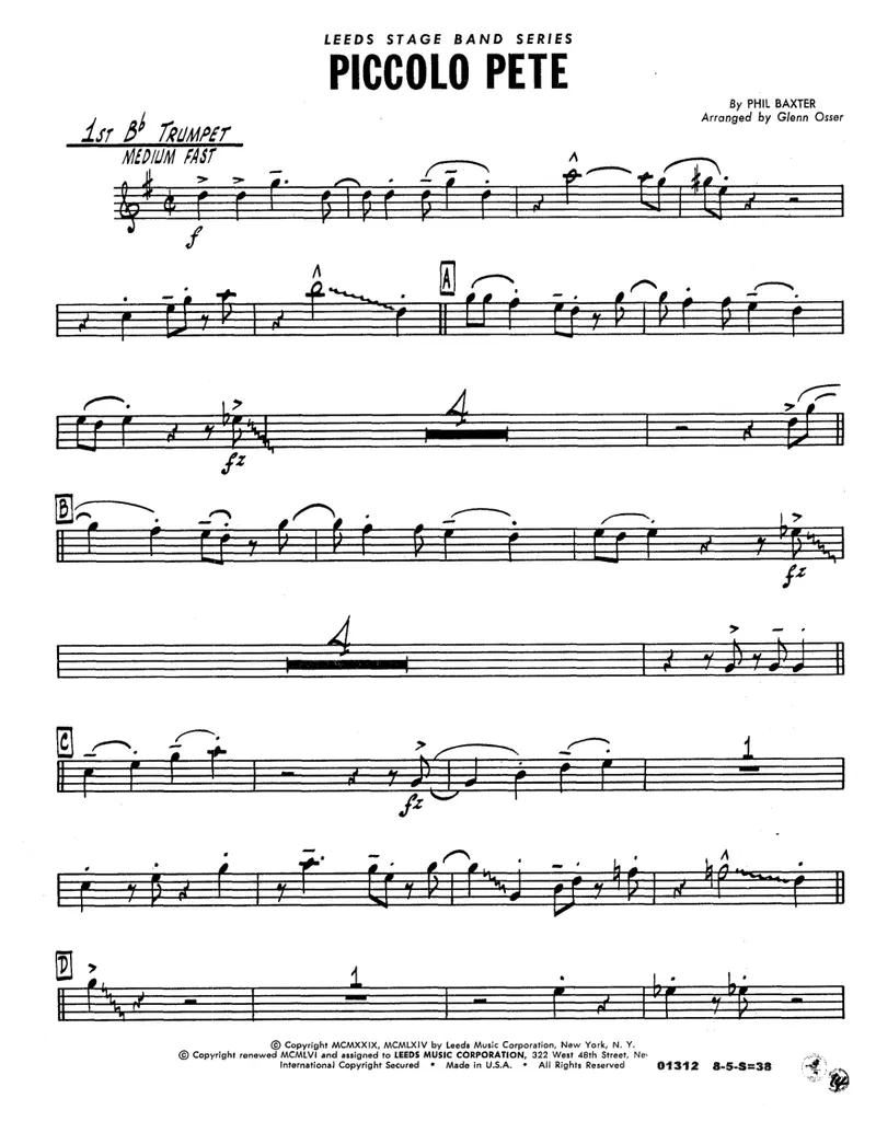 Piccolo Pete score preview