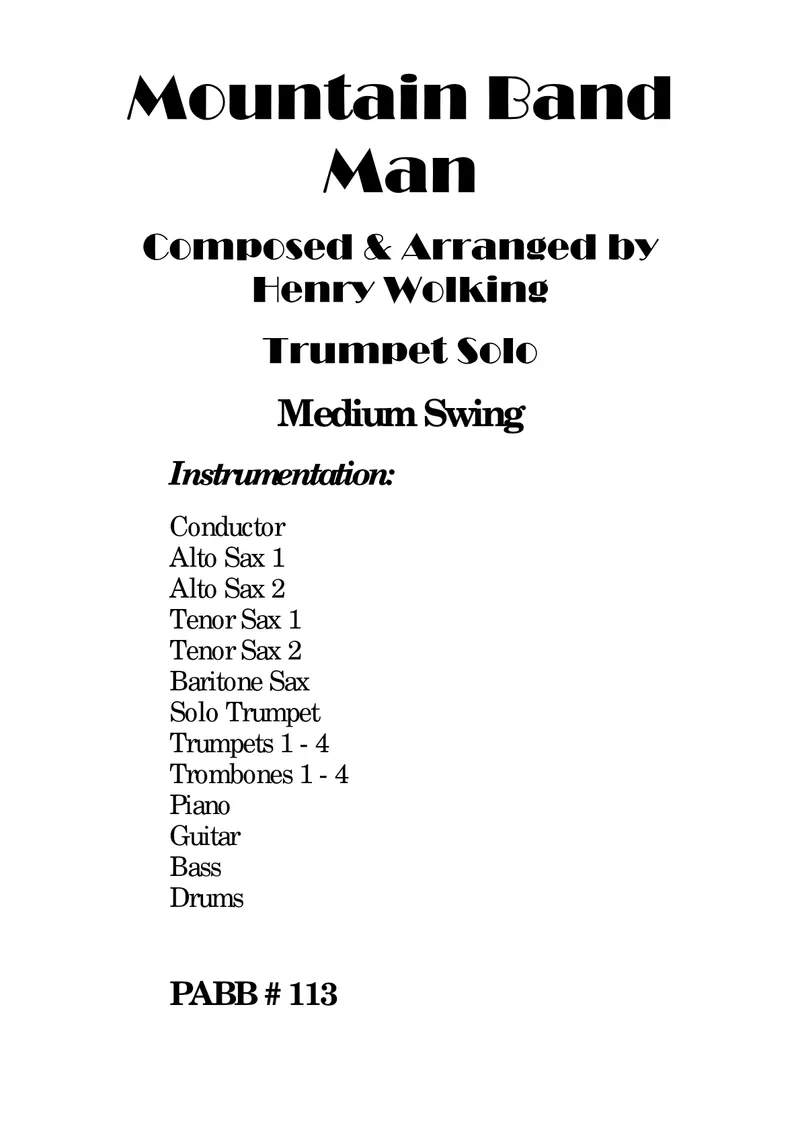 Mountain Band Man score preview
