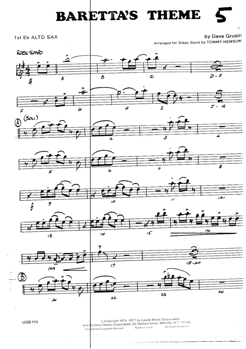 Baretta's Theme score preview
