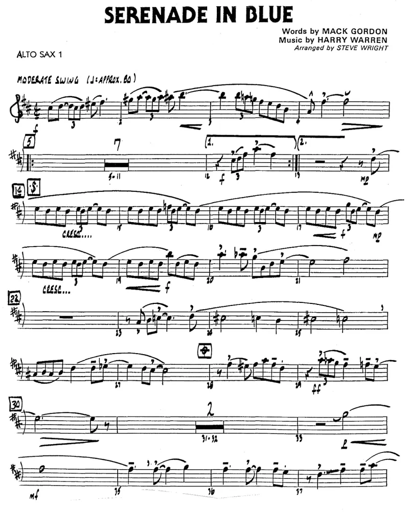 Serenade In Blue score preview