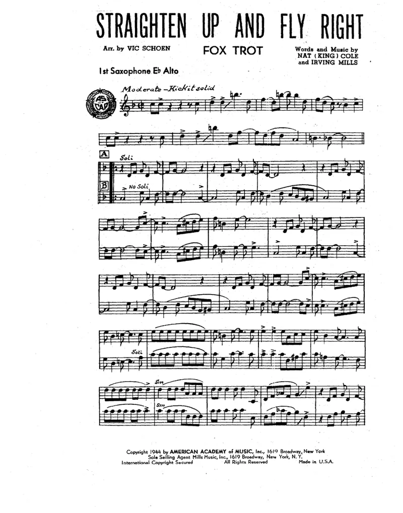 Straighten Up And Fly Right score preview