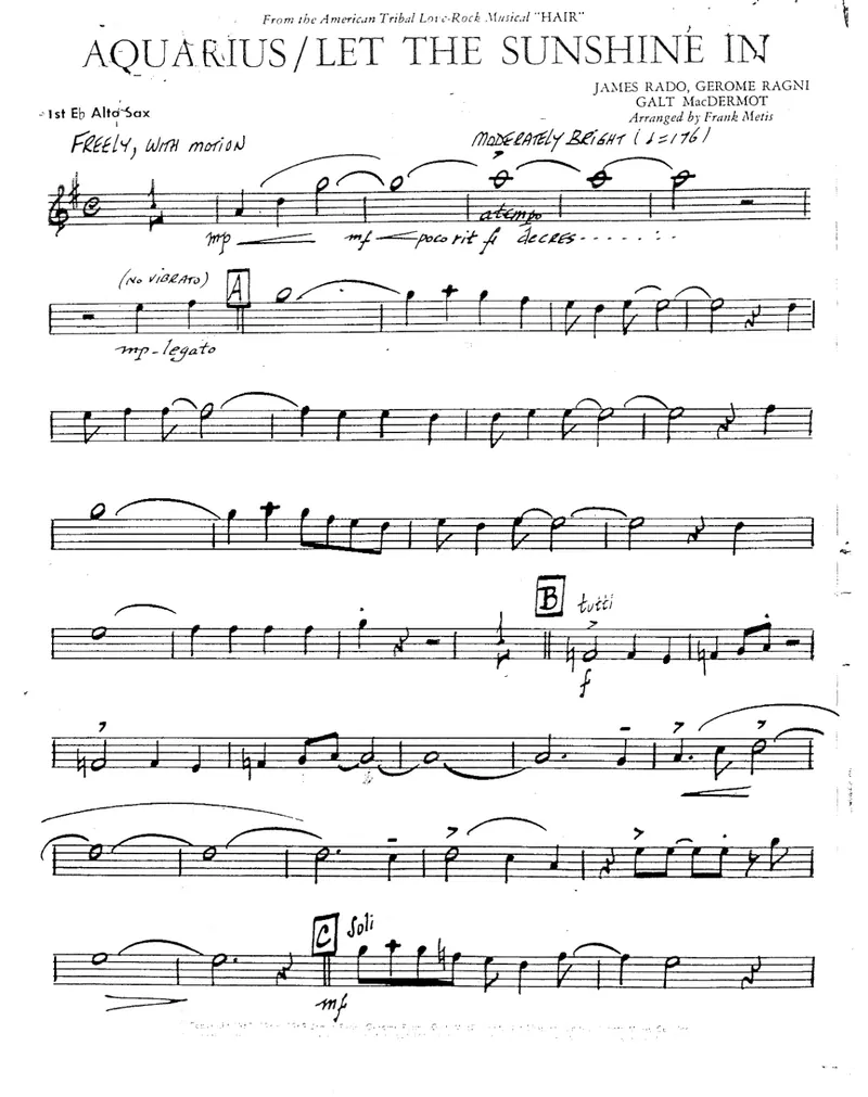 Aquarius-Let The Sunshine In score preview