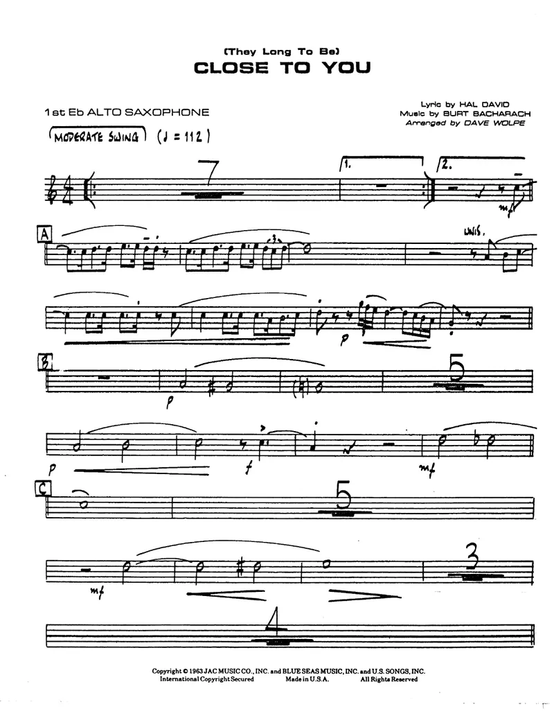 Close To You score preview