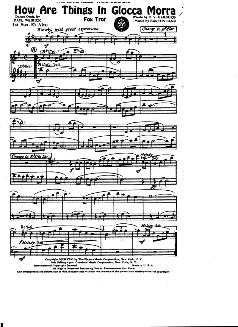 How Are Things In Glocca Morra score preview