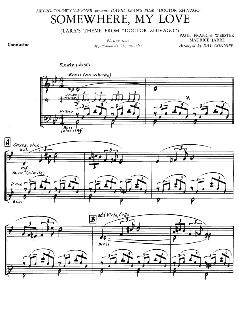 Somewhere, My Love score preview