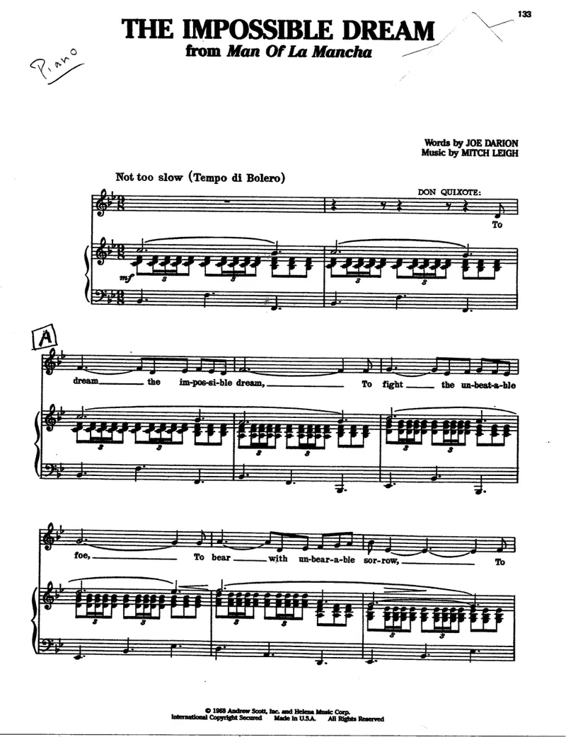 The Improssible Dream score preview