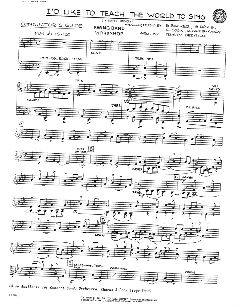 I'd Like To Teach The World To Sing score preview
