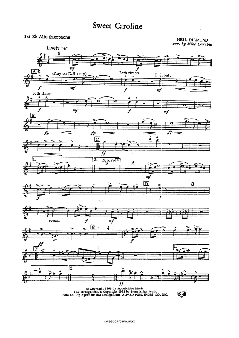 Sweet Caroline score preview