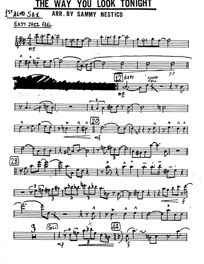 Just The Way You Look Tonight score preview