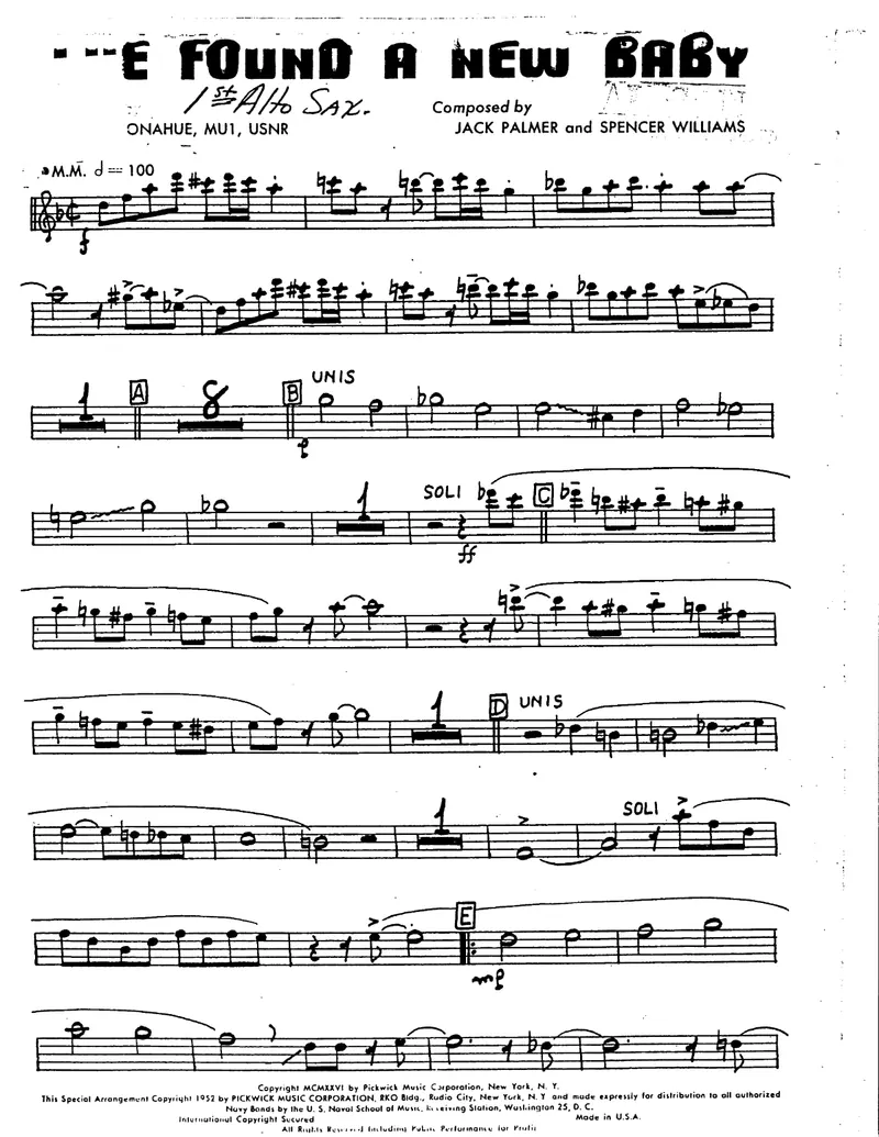 I'Ve Found A New Baby [S.Donahue] score preview