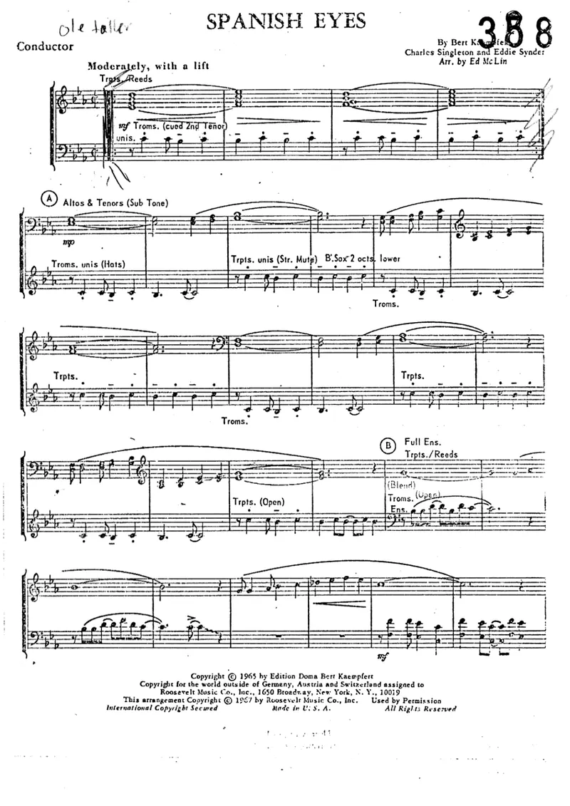 Spanish Eyes score preview