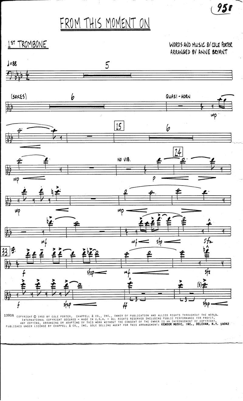 From This Moment On score preview