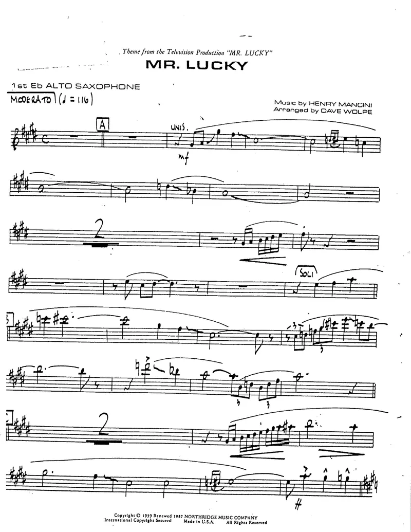 Mr.Lucky score preview