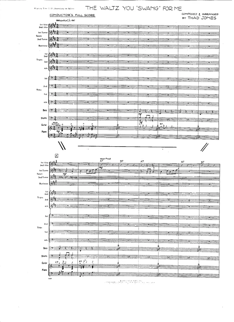 The Waltz You Swang For Me (Thad Jones) score preview