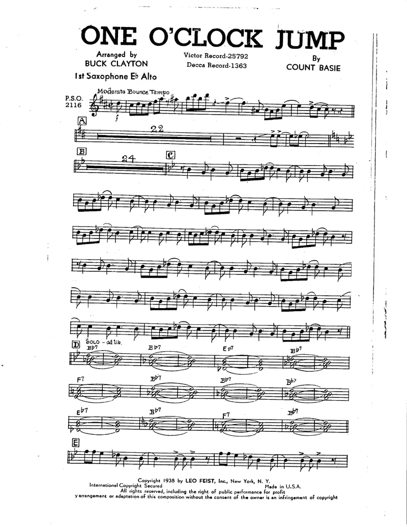 One O'Clock Jamp score preview